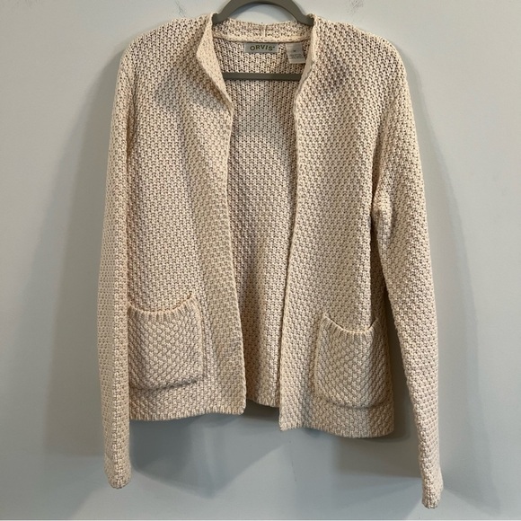 Women’s Orvis tan knit open front cardigan sweater size medium M - Picture 1 of 5
